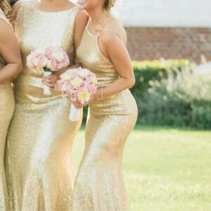 THEIA Jessica Gown Maxi Dress Matte Gold Size 12